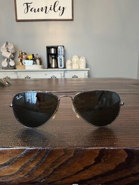 Ray-Ban Aviator Sunglasses - Silver Gunmetal  Frame with Dark Smoked Out Lenses